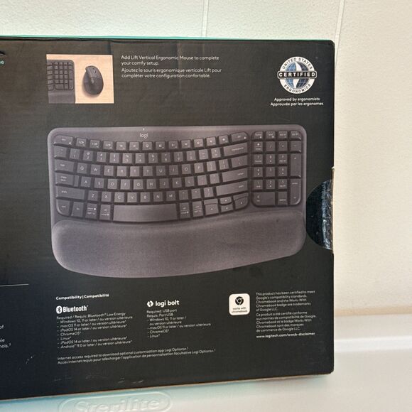 Logitech Wave Keys Bluetooth Keyboard Ergonomic Design, Wrist Rest Black - Picture 5 of 6